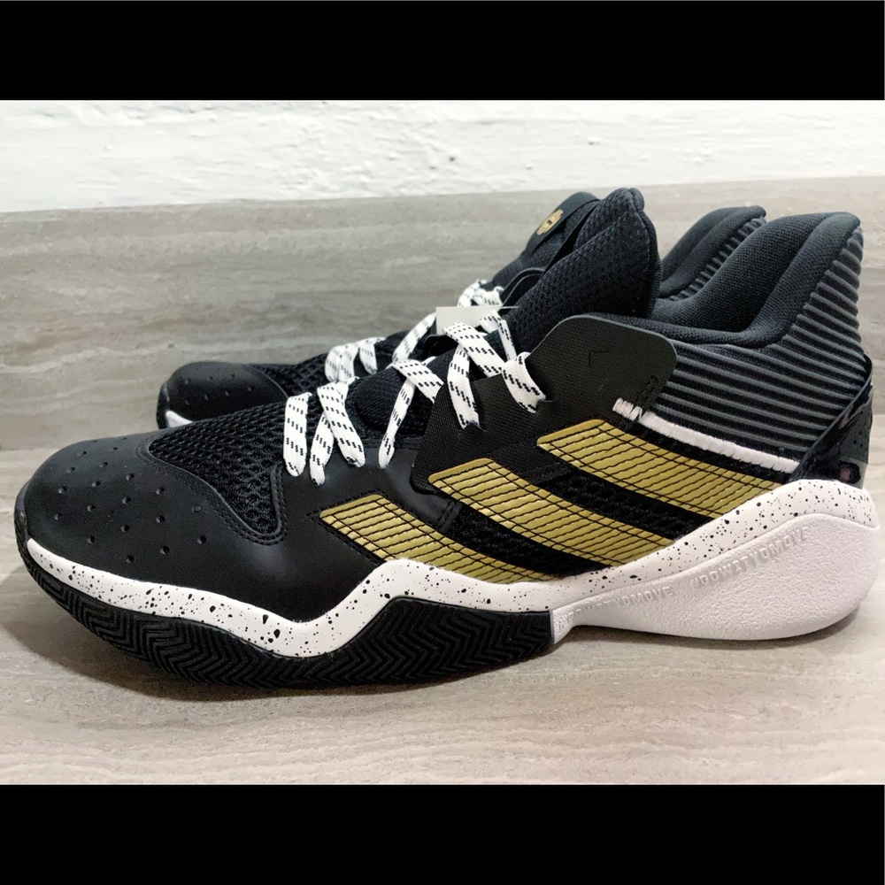 New Adidas Harden Stepback Black Gold Basketball Sneakers Kobe Men’s Shoes 13